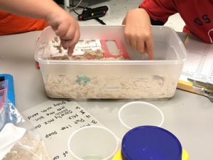 Making kinetic sand while learning about ocean habitats