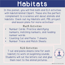 Habitat Math and ELA Activity